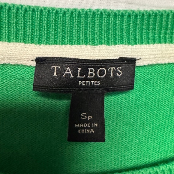Talbots Petite Green Sweater with Rhinestone Anchors Size Petite Small - Picture 3 of 3